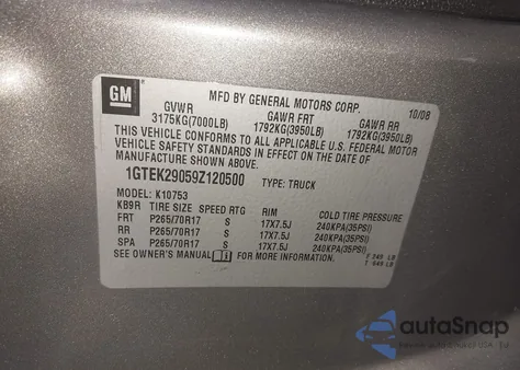 2009 GMC Sierra 1500 Sle z USA, uszkodzony, nr VIN 1GTEK29059Z120500